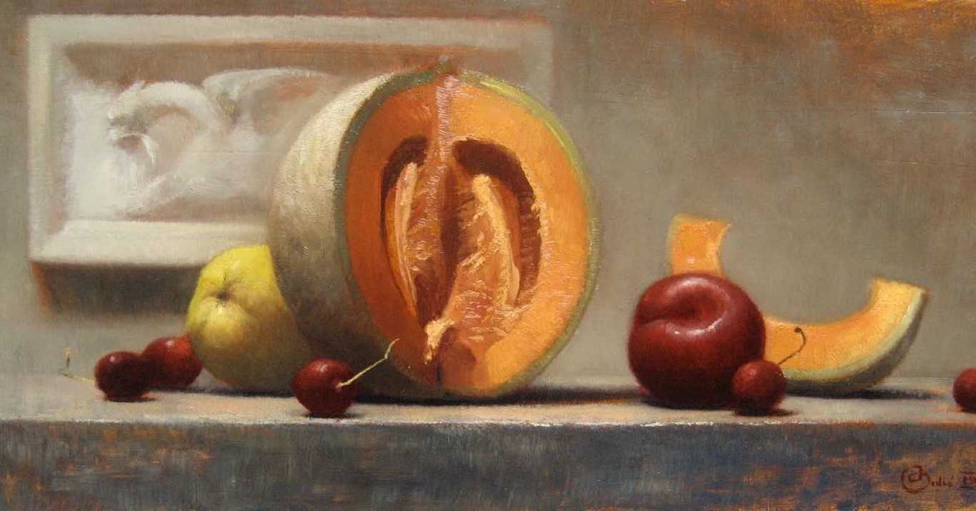 realism painting melon
